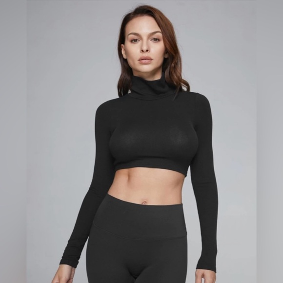Cropped Long Sleeve Turtleneck - Picture 3 of 6